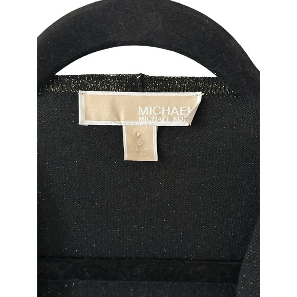Michael Kors Open Waterfall Cardigan Sweater size Small Black Gold Long Sleeve - Picture 3 of 4